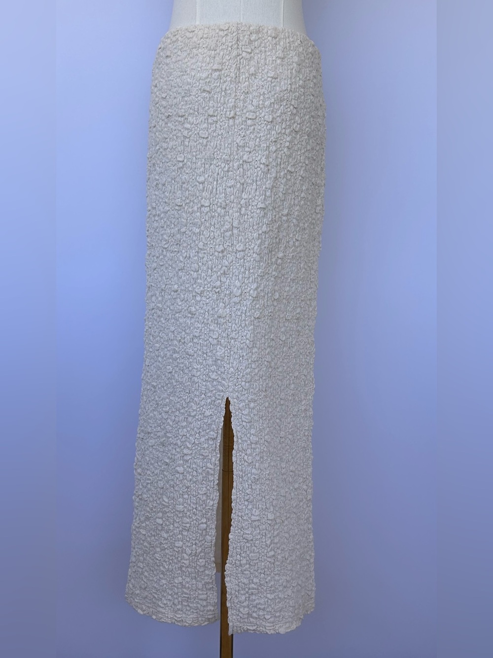 MNG (Mango) Women’s Textured Column Maxi Skirt Ecru Size Medium - Picture 4 of 11